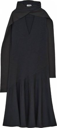 Jil Sander Womens Sleeveless Dress With Tie Collar In Black