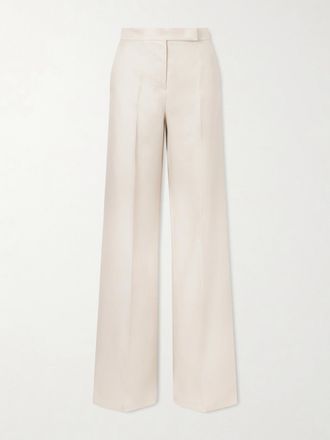 Max Mara Pantaloni A Gamba Larga In Lino - Neutri