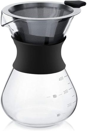 OEM Cafetera Manual Con Filtro, Portafiltro De Vidrio Y Jarra Con Filtro Permanente (400 Ml)