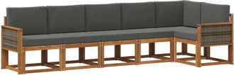 vidaXL Conjunto De Sof&aacute;s De Exterior 6 Uds. Natural Y Antracita Vidaxl