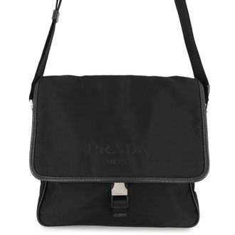 Prada Black Nylon Messenger Bag Shoulder Bag (Pre-Owned)