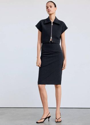 Mango Gonna midi gessata navy - Donna - 38 - MANGO
