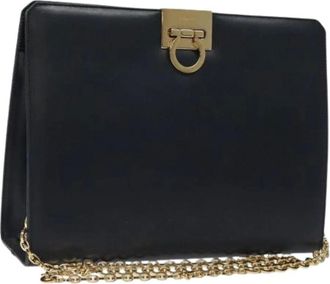 Ferragamo Pre-owned Clutches, female, Blue, Size: ONE SIZE Pre-owned Leather Shoulder Bag