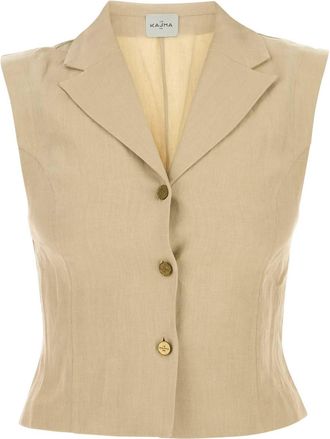 Le Kasha Beige Linen Sawadah Vest