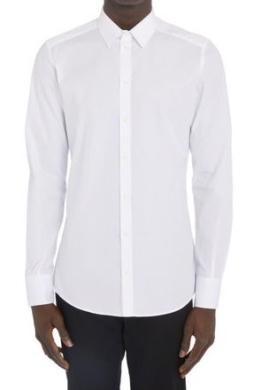 Dolce & Gabbana Mens Cotton Button-Up Shirt in Optical White at Nordstrom, Size 39 Eu