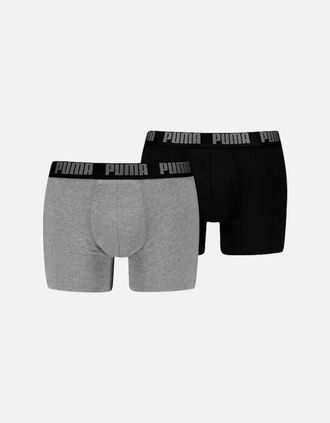 Puma Mens 2-Pack Everyday Basic Boxer Briefs, Grey/Black - Size: 37/36/32