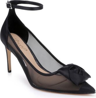 Badgley Mischka Beckett Ankle Strap Pump in Black Mesh at Nordstrom, Size 7.5