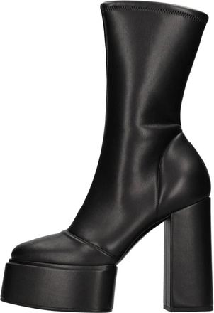 3Juin Mila 080 Leren Enkelboots - Dames - Laarzen met Hak - Zwart - 39 EU - Leer - Schoenen