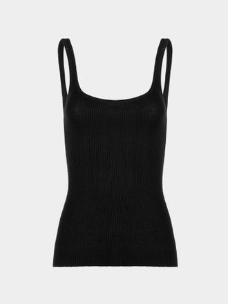 Ryan Roche Womens Cashmere Featherweight Ribbed Tank Top Size: L