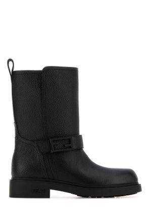 Fendi Black Leather Fendi Filo Boots