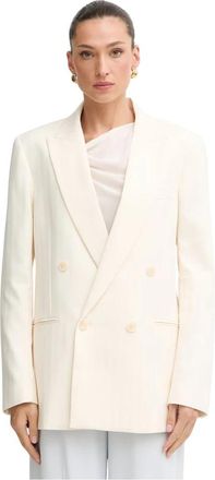 Patrizia Pepe Dubbelrijige Blazer - Dames - Blazers - Beige - S - Polyester - Jassen