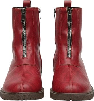 Generic Waterproof Boots Women Leather Zipper Combat Boots Stylish Lightweight Outdoor Ladies Non Slip Mid Calf Boot Low Heel Walking Ankle Booties