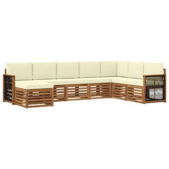 vidaXL Conjunto De Sof&aacute;s De Exterior Con Coj&iacute;n 6 Pcs Natural Y Crema Vidaxl
