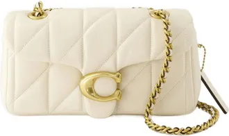 Coach Tassen, Dames, Wit, ONE Size, Katoen, Gewatteerde Leren Crossbody Tas in Beige