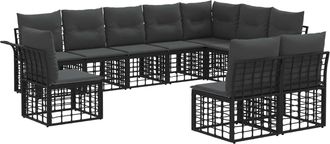 vidaXL Conjunto De Sof&aacute;s De Exterior 10 Uds. Negro Y Gris Oscuro Vidaxl