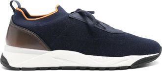 Santoni Navy Blue Mesh Sneakers - Heren - Sneakers - Blauw - 41 EU - Su&egrave;de - Schoenen