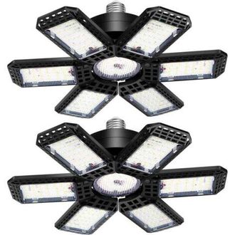 OEM Paquete De 2 Luces Led Para Garaje, 45 W, 4500 L&uacute;menes, Luces Led Para Taller, Luces De Techo Led Para Garaje Con 6+1 Paneles Ajustables Para S&oacute;tano, 