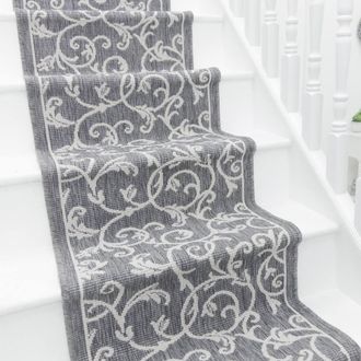 Runrug Stair Runner Carpet - Reversible & Durable, 2mm - Ivy in Grey | Size: 60 cm x 720 cm