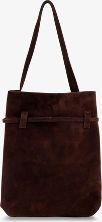 Manu Atelier Womens Suede Tote Du Jour Shoulder Bag Brown