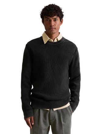 Marc O'Polo Denim Rundhalspullover MARC OPOLO DENIM loose fit mit speziellem Farbeffekt, Herren, Gr. XXL, schwarz, Strick, Obermaterial: 100% Baumwolle, loose fit, Rund