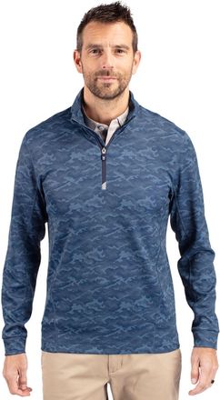 Cutter & Buck Traverse Camo Print Stretch Quarter Zip Mens Pullover Jacket
