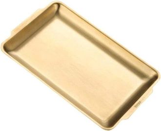 No Brand Bandeja Rectangular De Metal De 32x16 Cm - Tabla De Servir Dorada Para Uso Interior Y Exterior, De Bajo Mantenimiento Y Duradera