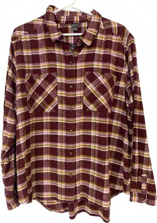 Eddie Bauer Womens Classic Long Sleeve Button Up Shirt In Dark Purple/plum