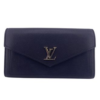 Louis Vuitton Black Leather Long Wallet (Bi-Fold) (Pre-Owned)