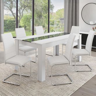 IDMarket Lote De 6 Sillas De Comedor Mia Blancas