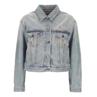 Fiorucci Denim Jackets, female, Blue, Size: M Star Logo Denim Jacket