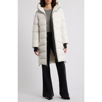 BCBGeneration Water Resistant Hooded Puffer Coat in Bone at Nordstrom, Size X-Large