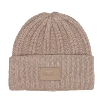 Max Mara Accessories, female, Beige, ONE SIZE, Cashmere Beige Hat with English Rib