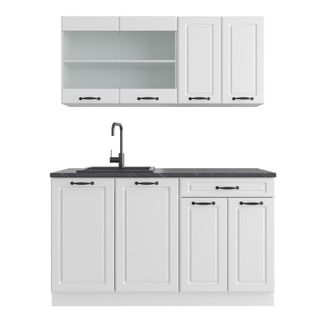 Vicco Mueble De Cocina R-line, Casa De Campo Blanca/blanca, 140 Cm, Et Antracita
