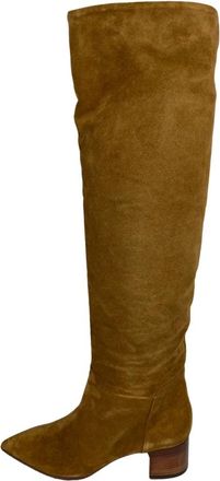 Lorena Paggi 32507 Velours Overknee Laarzen - Dames - Over de knie laarzen - Bruin - 39 EU - Leer - Schoenen