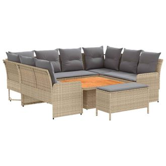 vidaXL Juegos De Muebles 7 Uds. Beige Y Gris Claro Rat&aacute;n Sint&eacute;tico Vidaxl