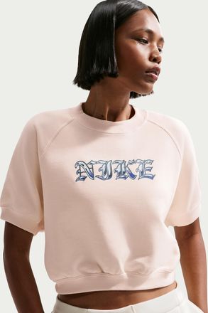 Nike Womens Nike Sportswear Loose Short-Sleeve French Terry Crew-Neck Sweatshirt in White | IF0330-103