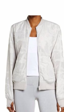 Blanc Noir Womens Reversible Bomber Jacket In Light Grey Camo