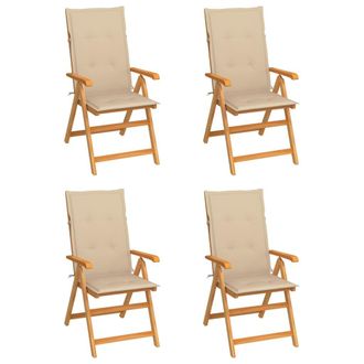 vidaXL Vidaxl - Sillas De Jard&iacute;n 4 Uds Madera Maciza De Teca Con Cojines Beige
