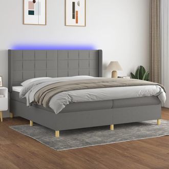 vidaXL Vidaxl - Cama Box Spring Colch&oacute;n Y Luces Led Tela Gris Claro 200x200 Cm