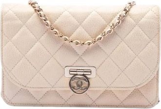 Chanel Pre-owned Flap Crossbody Bag - Dames - Vintage Schoudertas - Beige - ONE Size - Leer - Vintage