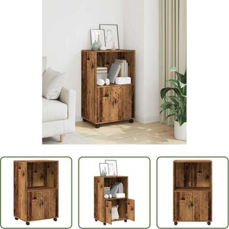 vidaXL Mobiletto con ruote - Mobiletto con Ruote Legno Antico 55x40x91 cm in Truciolato