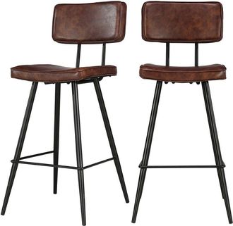 Rendez-Vous Déco Rendez-vous Déco - Set de 2 taburetes para isla de cocina de sintético marrón 66 cm - Texas