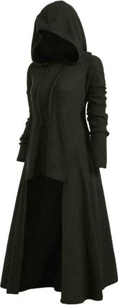 Generic HOOUDO Womens Gothic Long Hoodies Long Sleeve Hooded Sweater Coats Medieval Renaissance Witch Cape Outerwear Plus Size Halloween High Low Hem Fancy Sw