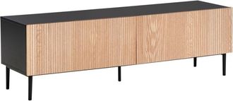 Beliani Beliani - Porta tv moderno con 2 cassetti in legno di frassino naturale mdf a coste Soggiorno nero Blythe