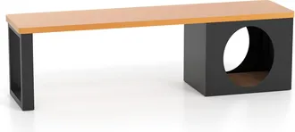 Costway Costway Panchina Da Esterno In Metallo Lunga 150 Cm Con Cuccia Per Gatti E Tappetino Tiragraffi, Seduta Per 3 Persone, Portata 450 Kg, Panchina Senza 