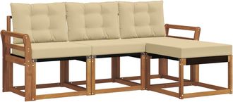 vidaXL Conjunto De Sof&aacute;s De Exterior 4 Uds. Natural Y Beige Vidaxl