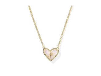 Kendra Scott Heart Letter M Short Pendant Womens Necklace Womens Necklace F, Brass/Pearl/Rhodium-Plated