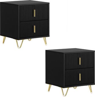SoBuy Sobuy - Set De 2 Mesitas De Noche Mesa Auxiliar Mobiliario De Sal&oacute;n Moderno Con 2 Cajones 40 X 40 X 47 Cm Fbt115-schx2 Es