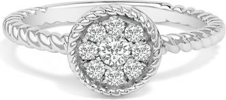 House of Brilliance Sterling Silver 1/4 Cttw Diamond Floral Round Braided Ring