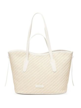 Coccinelle Geweven shopper met diagonaal patroon - Wit